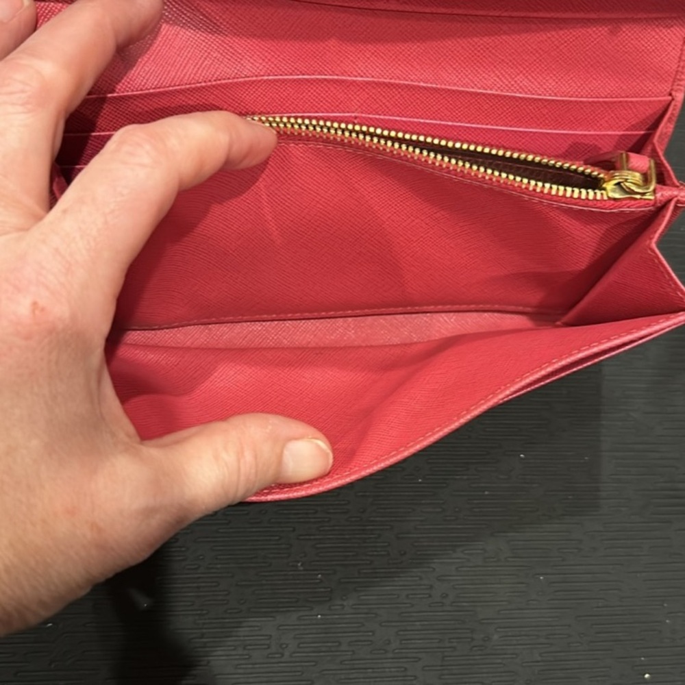 EUC Like New! Coral Pink/Peiona PRADA Saffiano Long Wallet - Picture 8 of 10